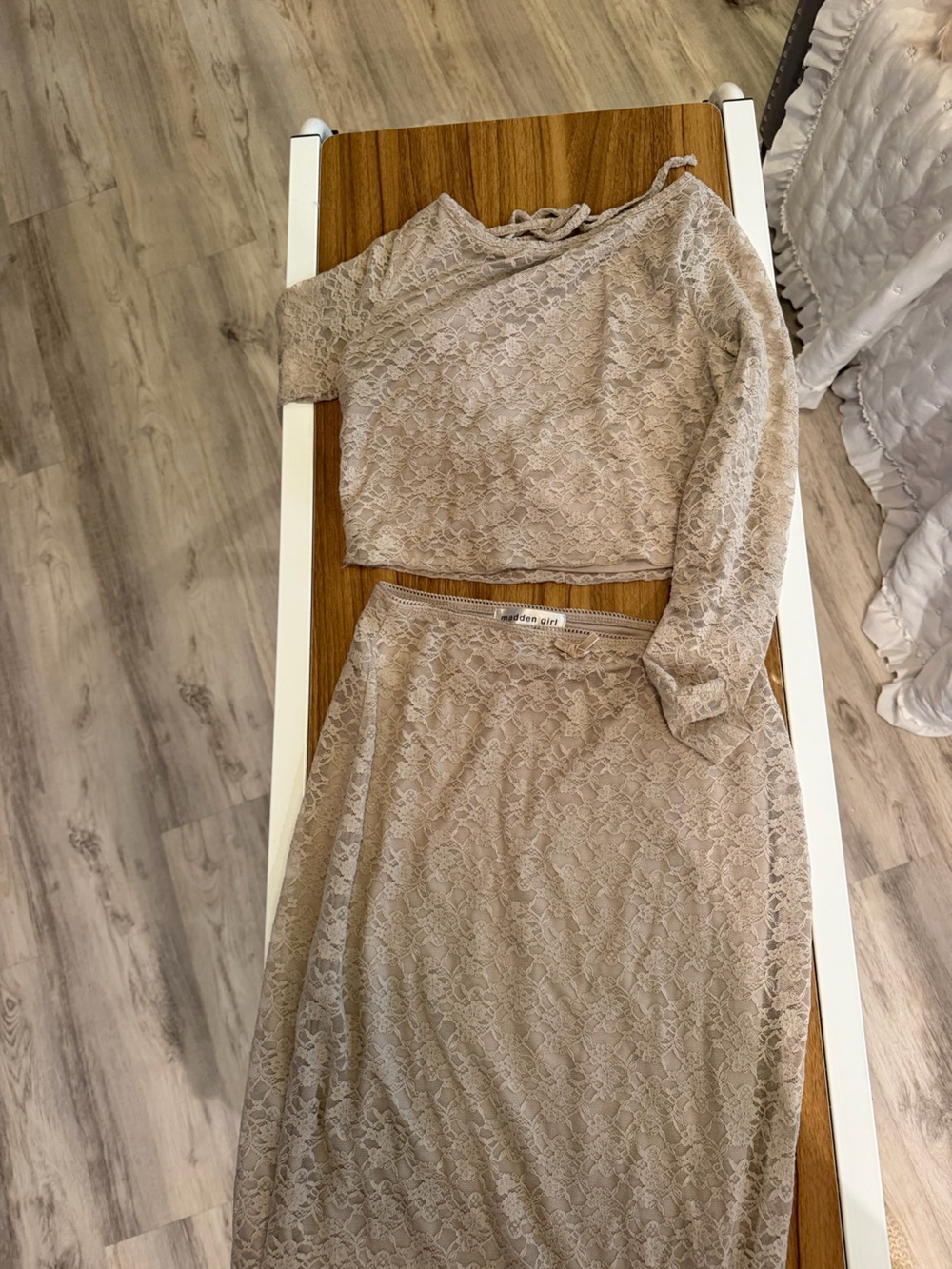 Madden Girl Beige Lace Two-Piece Set